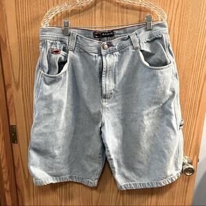 Vintage Bugle Boy Light Wash Carpenter Jean Shorts Men's Size 38 100% Cotton